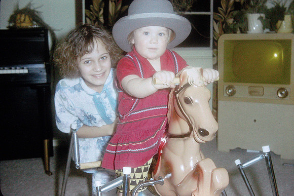 19631200 Jenelle and Kecia on rocking horse