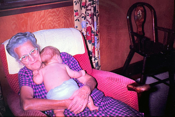 19670518 Susie Olsen holding Liesl 4 mos