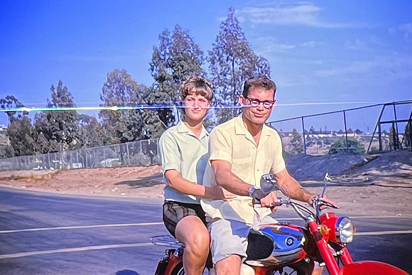 19640800 Belita and Dick on Elward's cycle