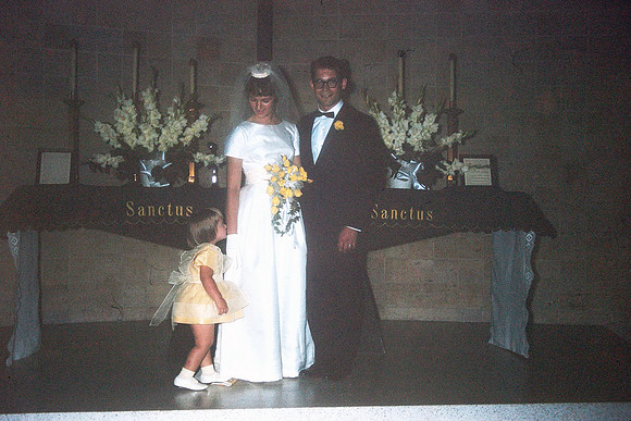 19640718 Dick, Belita at altar with Kecia